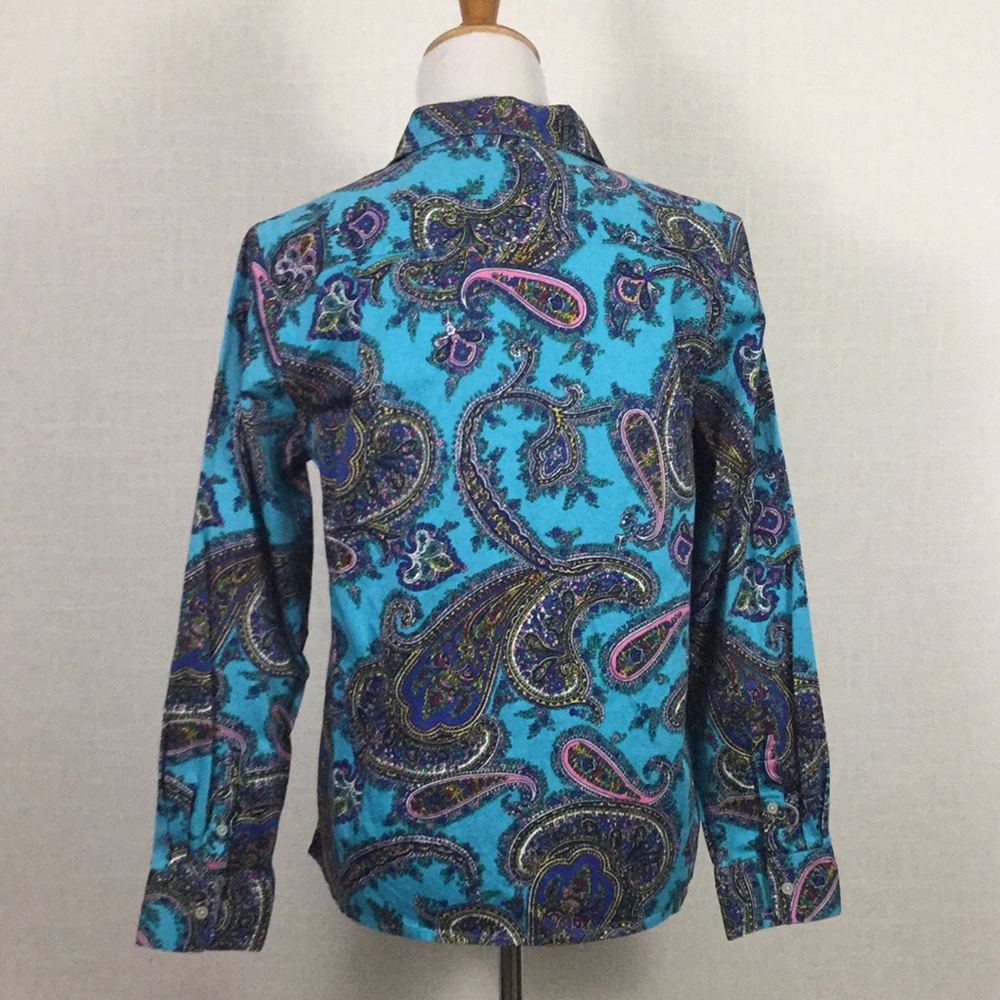 NWOT Talbots multicolor paisley button-down - wow! - Picture 4 of 7